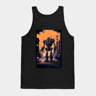 Giant futuristic robot attacking the city Tank Top